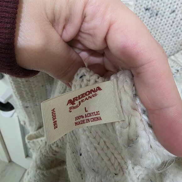 Arizona Jean Co Oversized Cable Knit Cardigan Sweater Womens L Cream - Picture 6 of 7